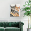 1pc Two Fashion Cats Canvas Wall Art - Modern Gray & Orange Tabby Painting, Wood Framed Wrapped Canvas, Ready to Hang for Living Room