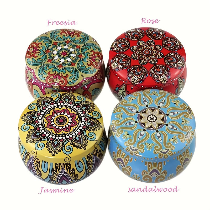 4pcs Fragrance Candles Jasmine, Sandalwood, Lavender & Rose Scents For Relax, Relaxation, Bathing, Yoga - Perfect Holiday Present, Random Color, Candle Box