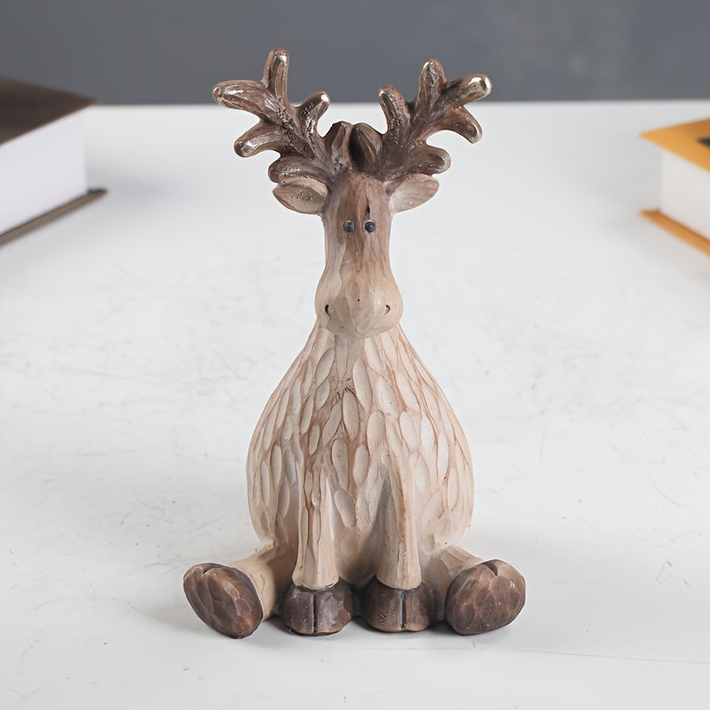 1pc Creative Resin Elk Home Supplies Gift Hand-painted Sculpture Ornament, Wedding Couple Decorations