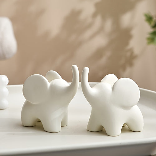 1pc Beige Elephant Ornament - Modern Minimalist Resin/ Flocking, Perfect for Home & Office Desk Decor - Ideal Gift for Holidays
