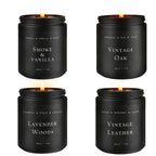 4 Pack Scented Candles Set | Men Candle Set, Scented Candles for Home, Gifts for Men Gift Set - Manly Gifts Soy Candle Of Faux Leather/Smoke & Vanilla/Oak/Lavender