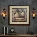 New Product Retro Wall Hanging Iron Art Diamond Inlay Candle Holder Wall Hanging Candle Holder * 2