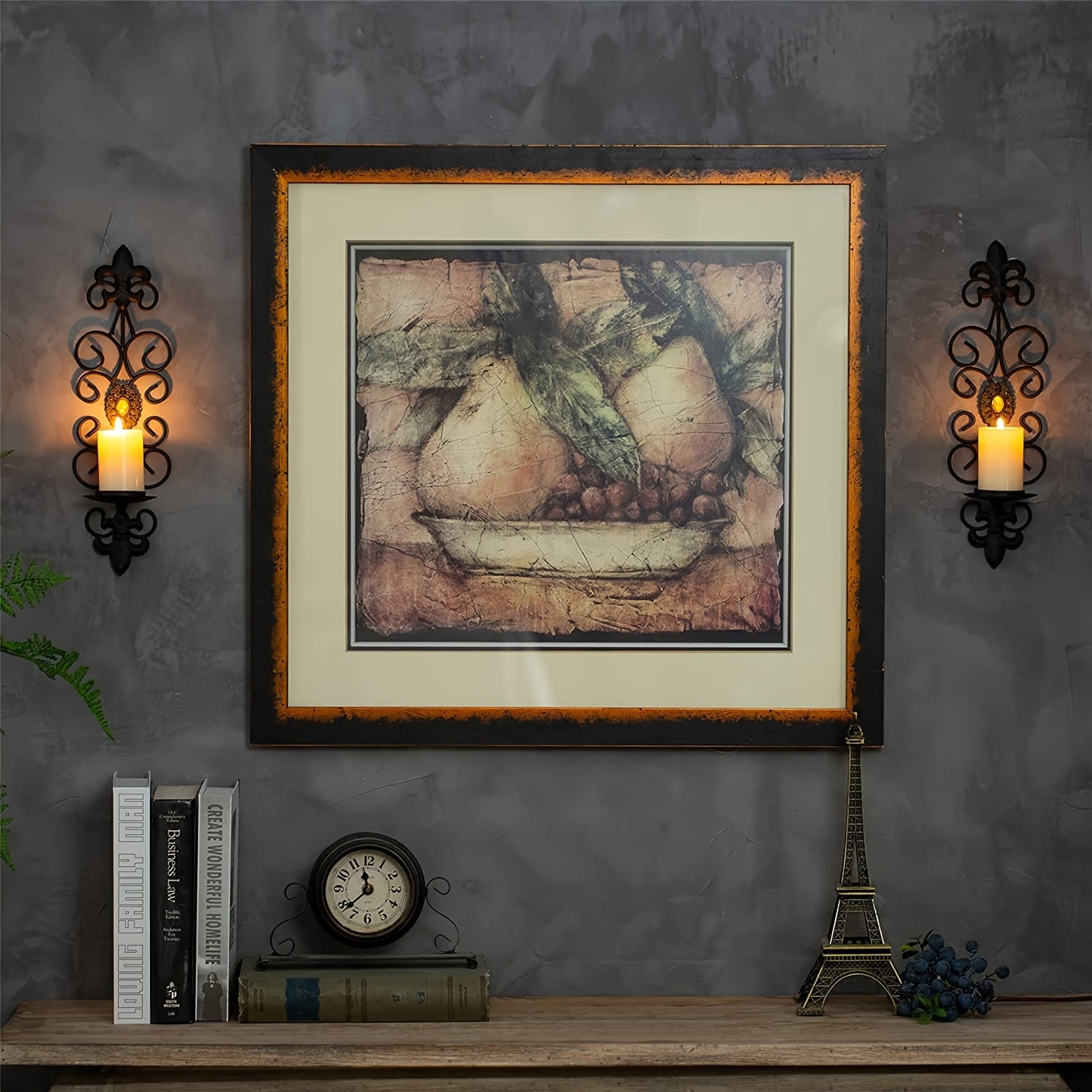 New Product Retro Wall Hanging Iron Art Diamond Inlay Candle Holder Wall Hanging Candle Holder * 2