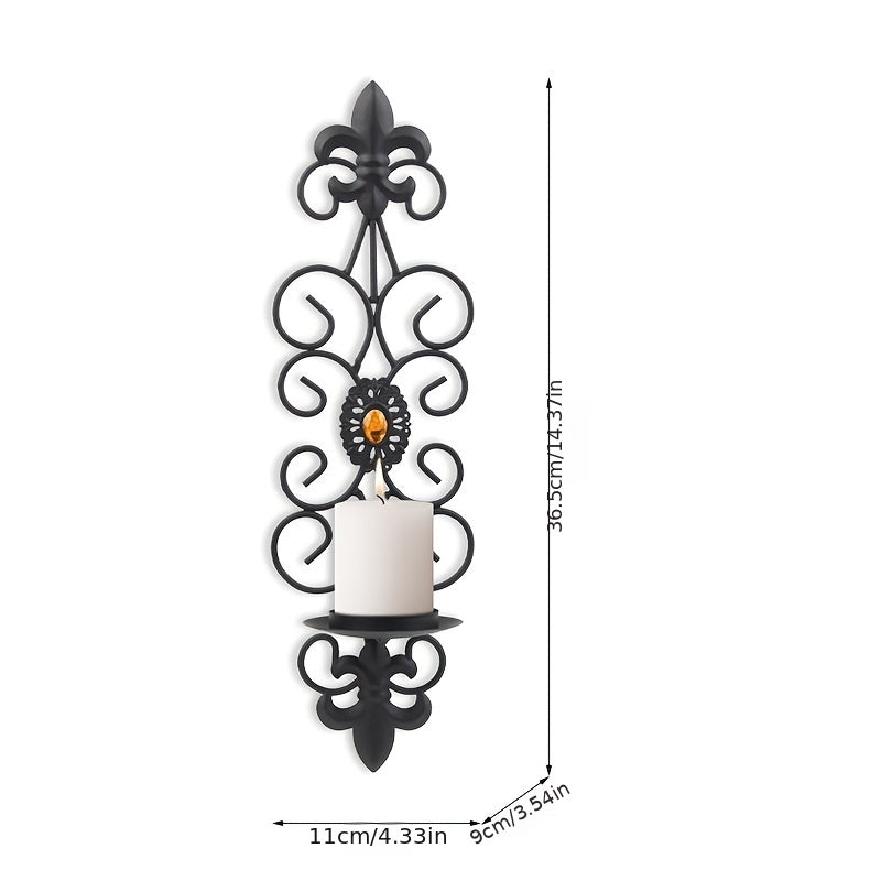 New Product Retro Wall Hanging Iron Art Diamond Inlay Candle Holder Wall Hanging Candle Holder * 2