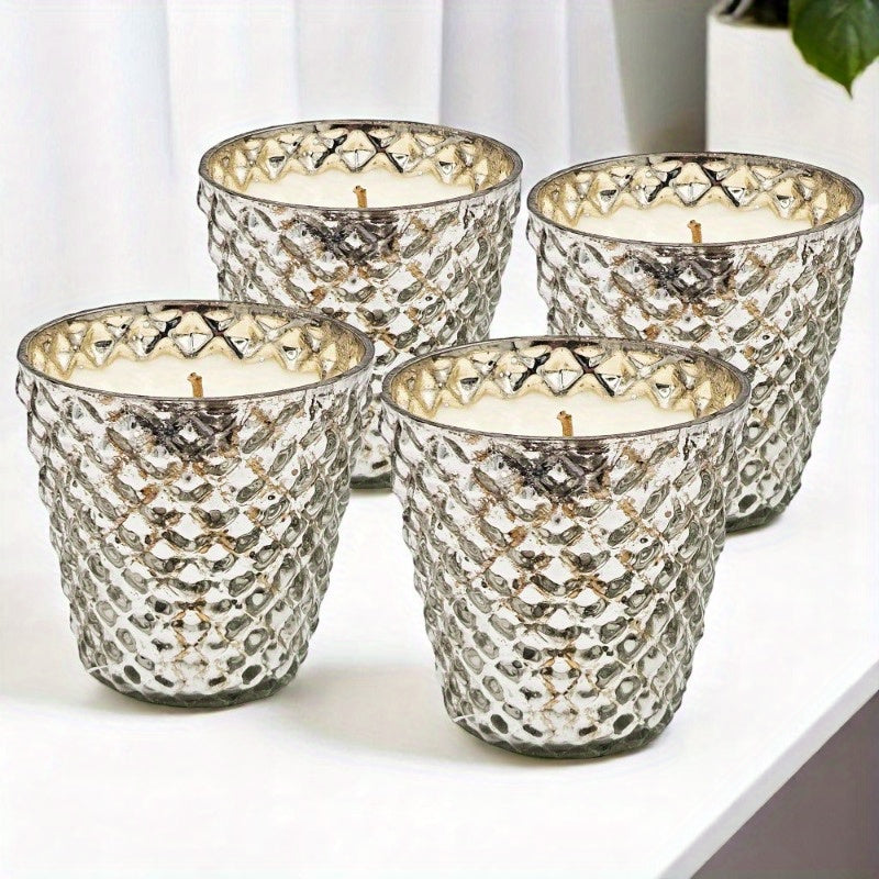 Premium S/ 4 Scented Soy Wax Candle - Long-Lasting, Non-Toxic, Ideal for Relaxing Baths, Cozy Bedrooms, Tranquil Offices, and Elegant Dinner Parties