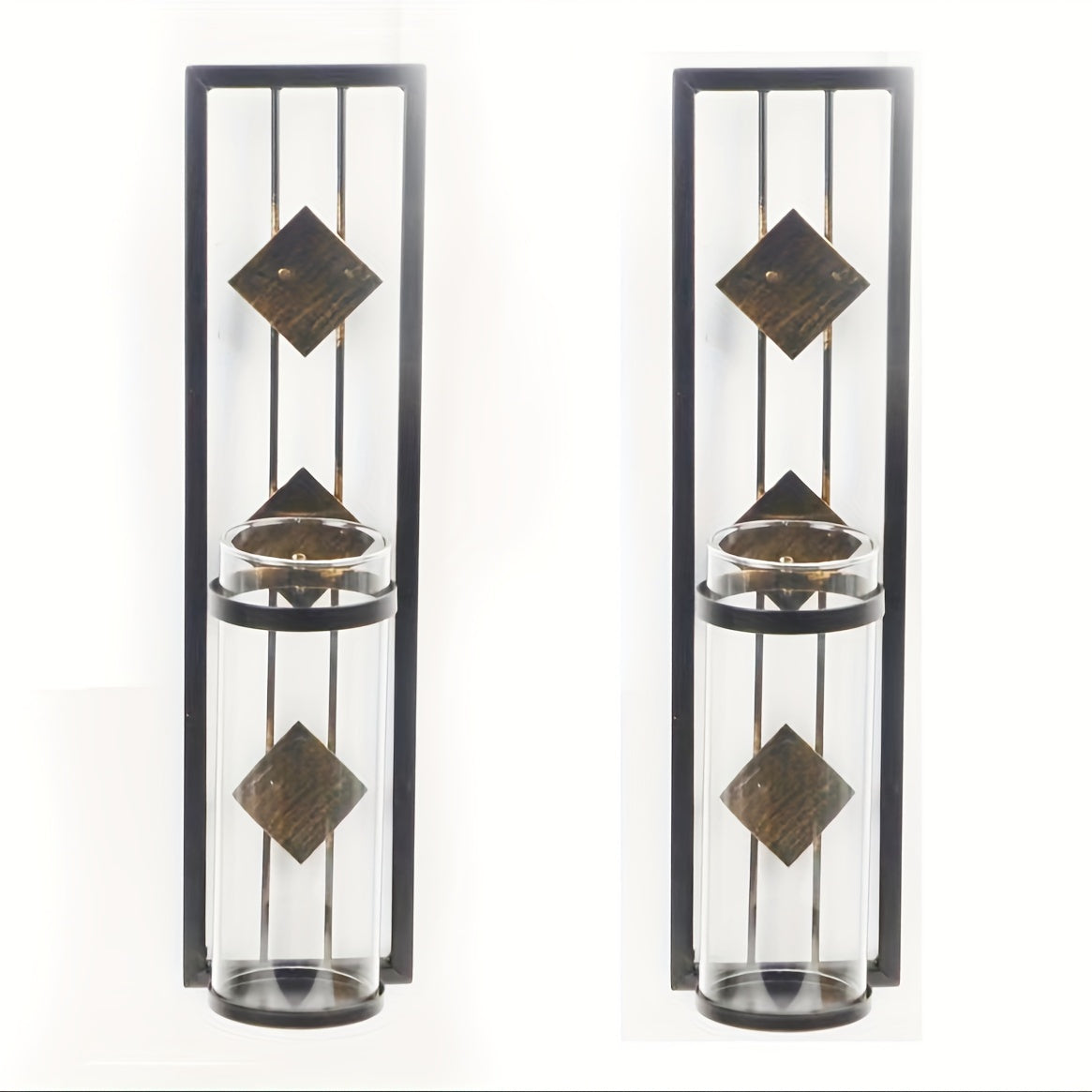 2pcs, Glass Candle Holder, Creative Wall Hanging Candle Holder, Atmosphere Wall Candle Holder, Fireplace Decoration