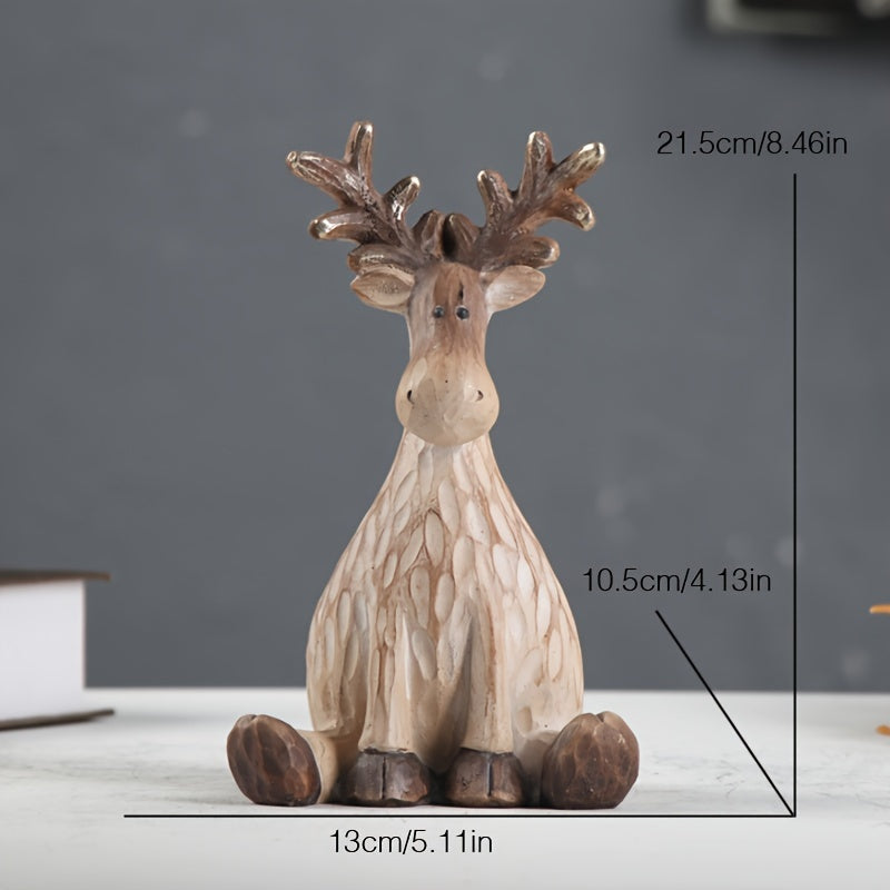 1pc Creative Resin Elk Home Supplies Gift Hand-painted Sculpture Ornament, Wedding Couple Decorations
