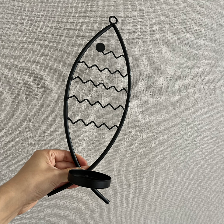 2pcs, Small Fish Animal Wall Hanging Vintage Distressed Candle Holder, Wax Stand, Wall Decor, Home Decor Ironwork Living Room Entrance Decoration Household Decorative Candlestick and Accessories Cute Wall-Mounted Candle Holder