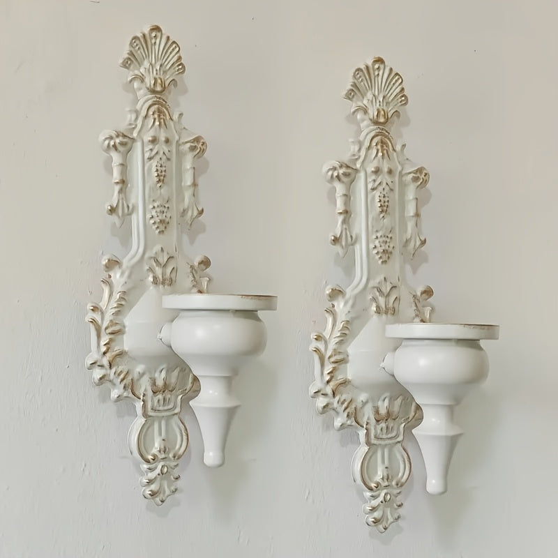 2pcs set of American nostalgic romantic holiday wall hanging candle holders, iron art candle holder in rural style home decoration wall soft decoration perfect choice for Valentine's Day and year-round decoration, candles not included, Best for Christmas