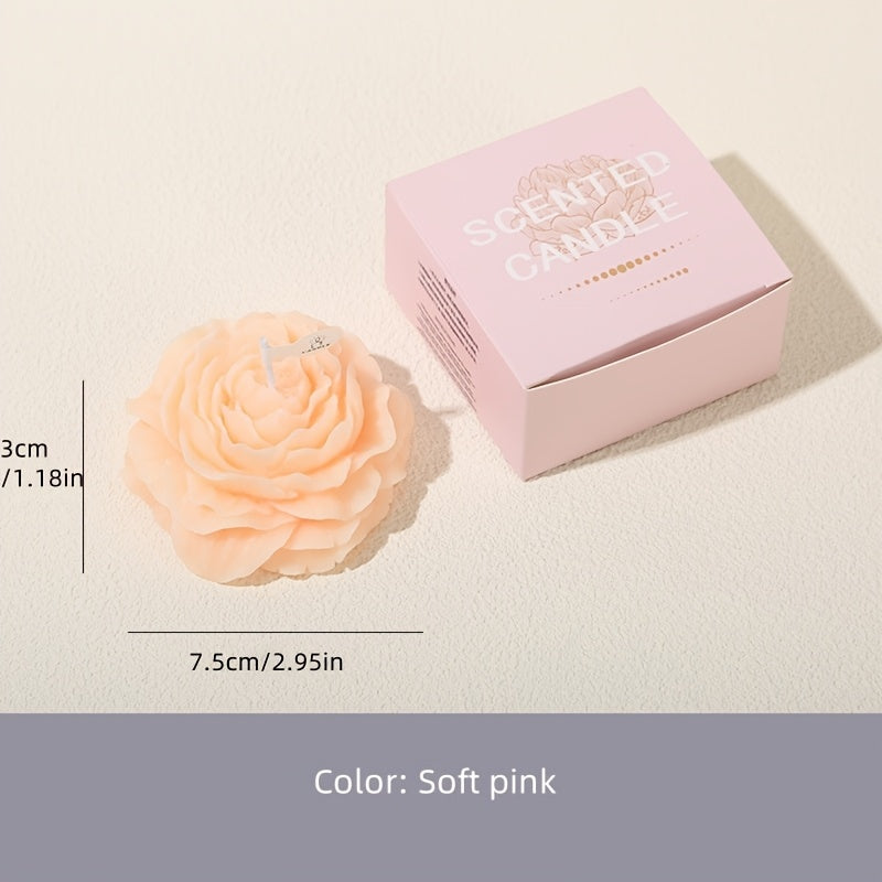 5pcs Handcrafted Peony Scented Soy Wax Candles, Single-Wick, Decorative Floral Candles, for Wedding, Party Decor, Mother'S Day, Valentine's, Thanksgiving, Christmas, New Year, Universal Gifts