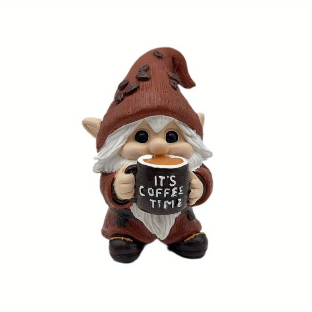 New Three-dimensional Coffee Time Gnome Resin Handicraft Ornaments Home Decorations Desktop Knick-knacks