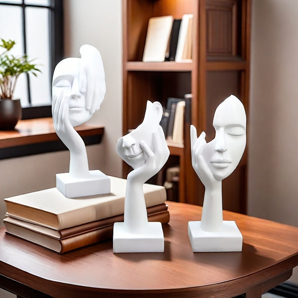 3pcs of abstract art wine cabinet decorative items, high-end and niche home living room TV cabinet office figure sculptures