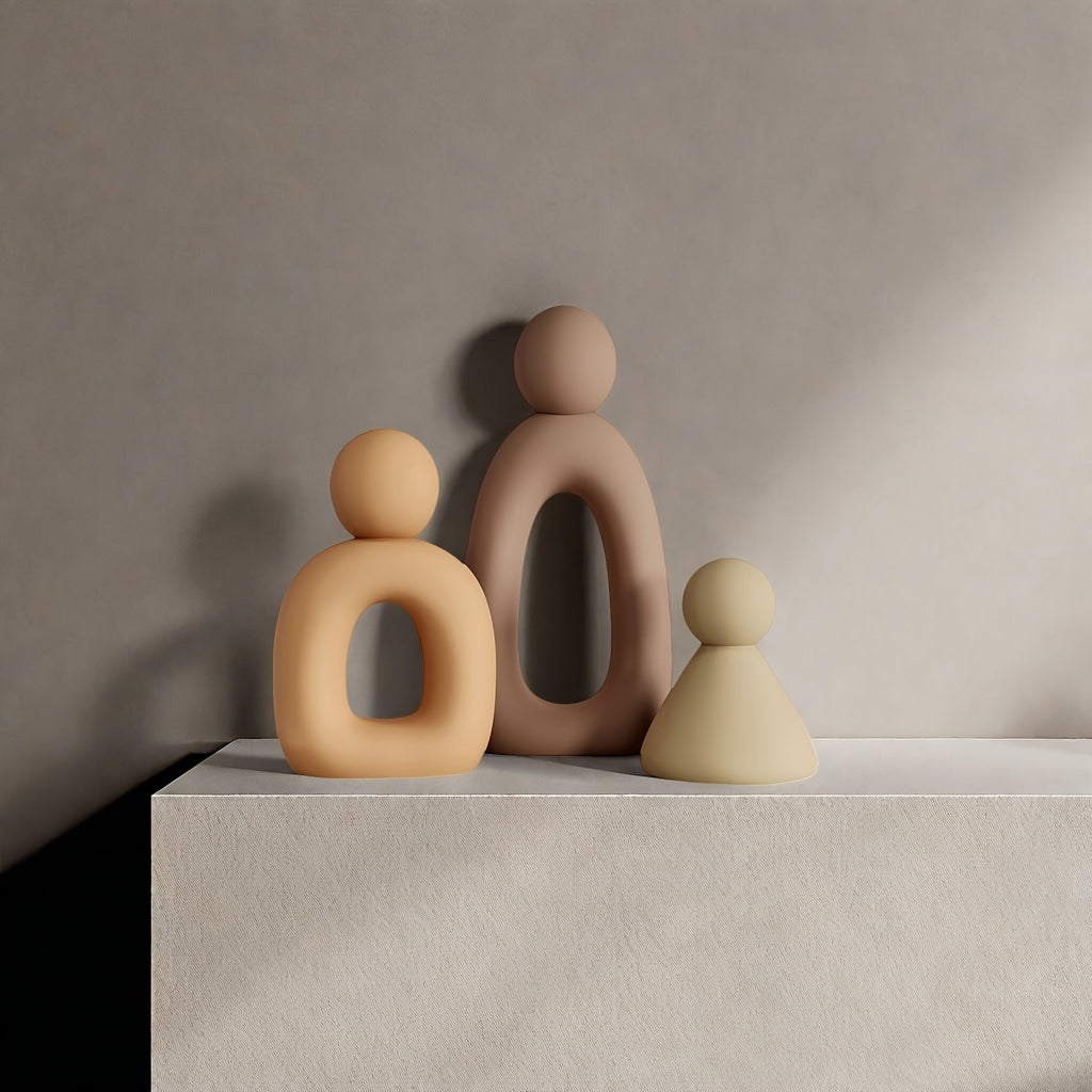 Light Luxury Resin Abstract Three-Piece Family Bar Cabinet Entrance Hall Statue Cream Style