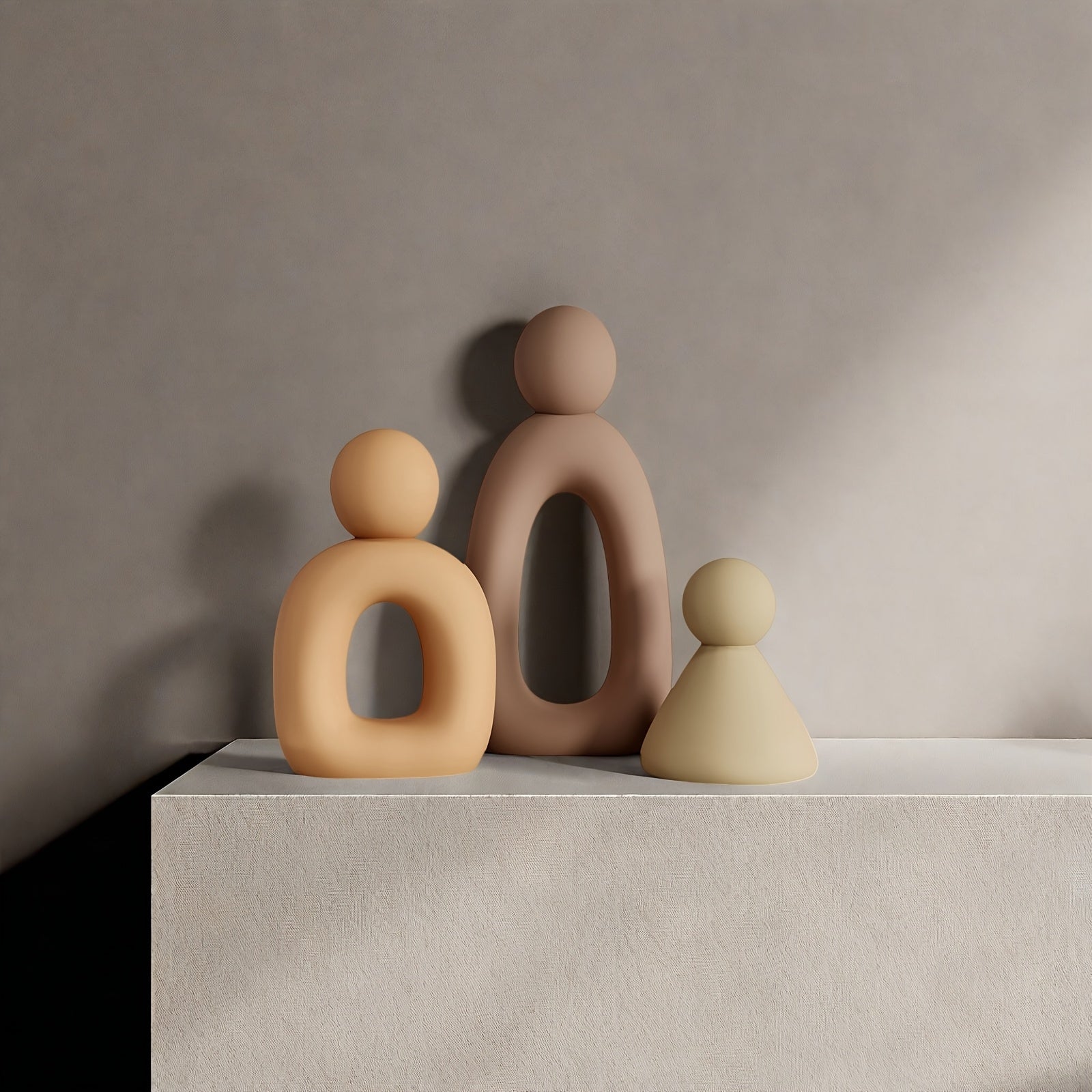 Light Luxury Resin Abstract Three-Piece Family Bar Cabinet Entrance Hall Statue Cream Style