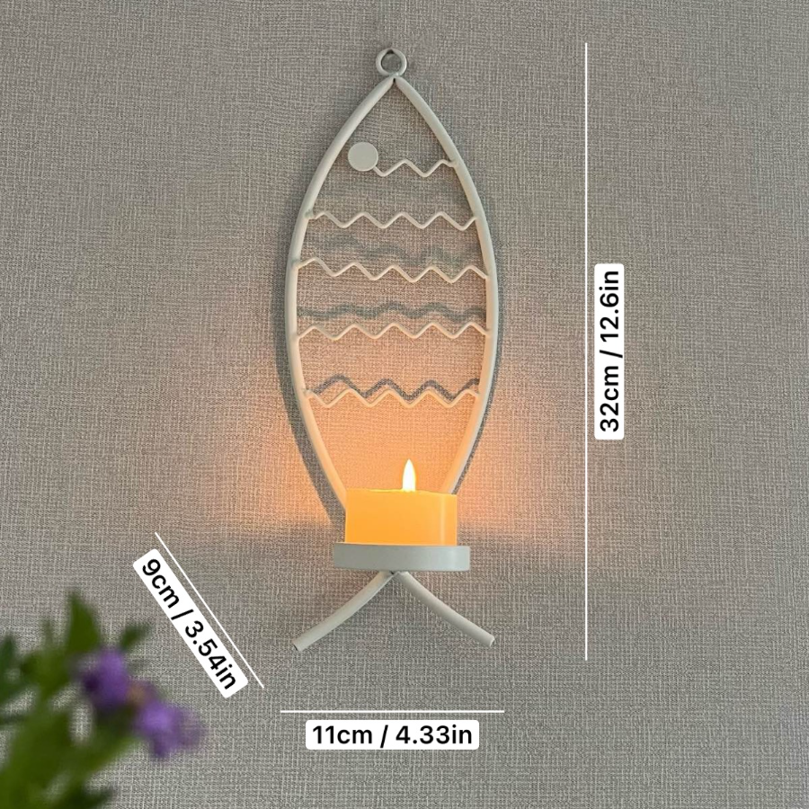 2pcs, Small Fish Animal Wall Hanging Vintage Distressed Candle Holder, Wax Stand, Wall Decor, Home Decor Ironwork Living Room Entrance Decoration Household Decorative Candlestick and Accessories Cute Wall-Mounted Candle Holder