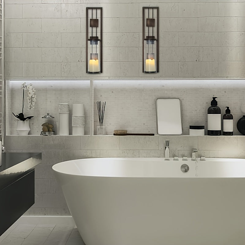 2pcs, Glass Candle Holder, Creative Wall Hanging Candle Holder, Atmosphere Wall Candle Holder, Fireplace Decoration