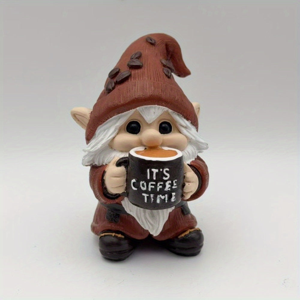 New Three-dimensional Coffee Time Gnome Resin Handicraft Ornaments Home Decorations Desktop Knick-knacks