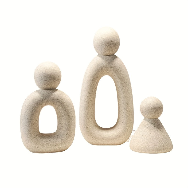 Light Luxury Resin Abstract Three-Piece Family Bar Cabinet Entrance Hall Statue Cream Style