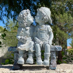 Charming Resin Statue of a Boy and Girl on Bench - Ideal Valentine's Day Gift, Romantic Garden & Home Decor Ornament, Versatile Indoor/Outdoor Use, No Power Needed