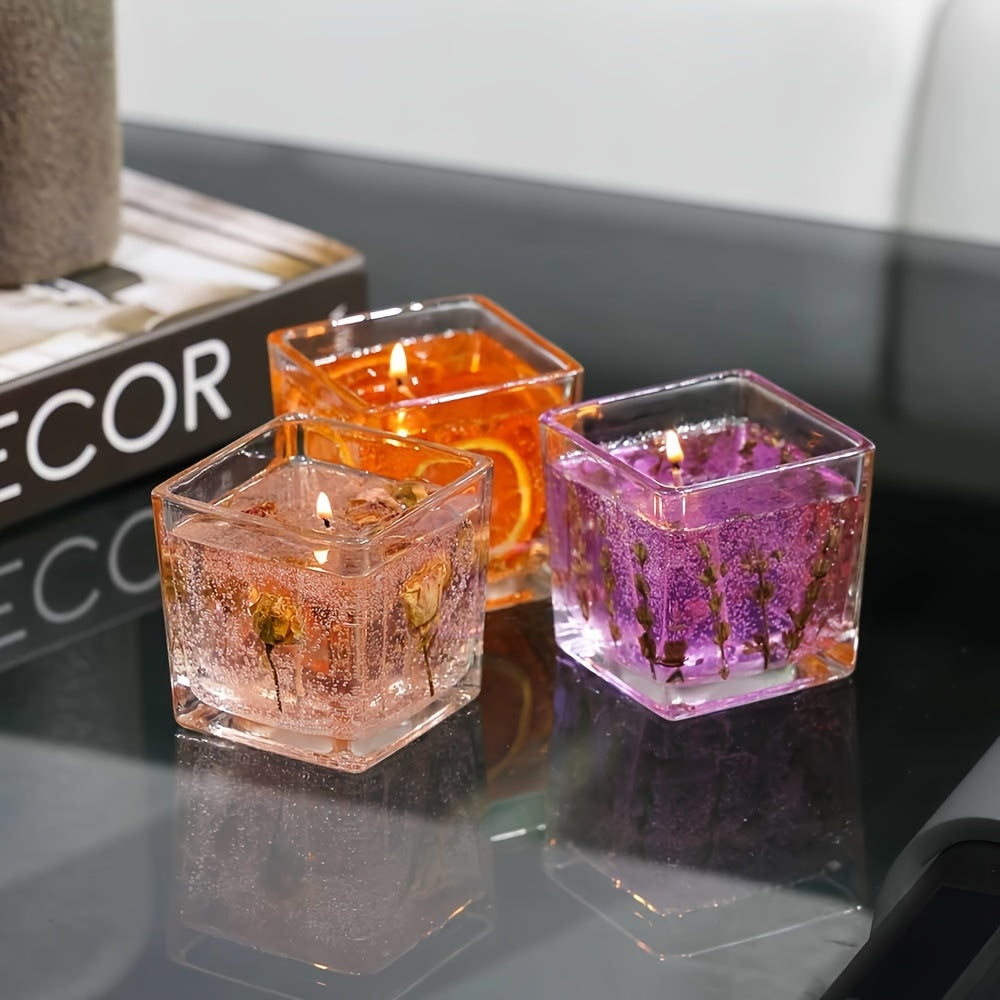 Classic Generous Bottle Advanced Floral Candles, 550G Lavender/rose/orange Scented Candles, True Flower Inlay, Fragrance, Family Perfume Essential, Perfect Birthday Gift