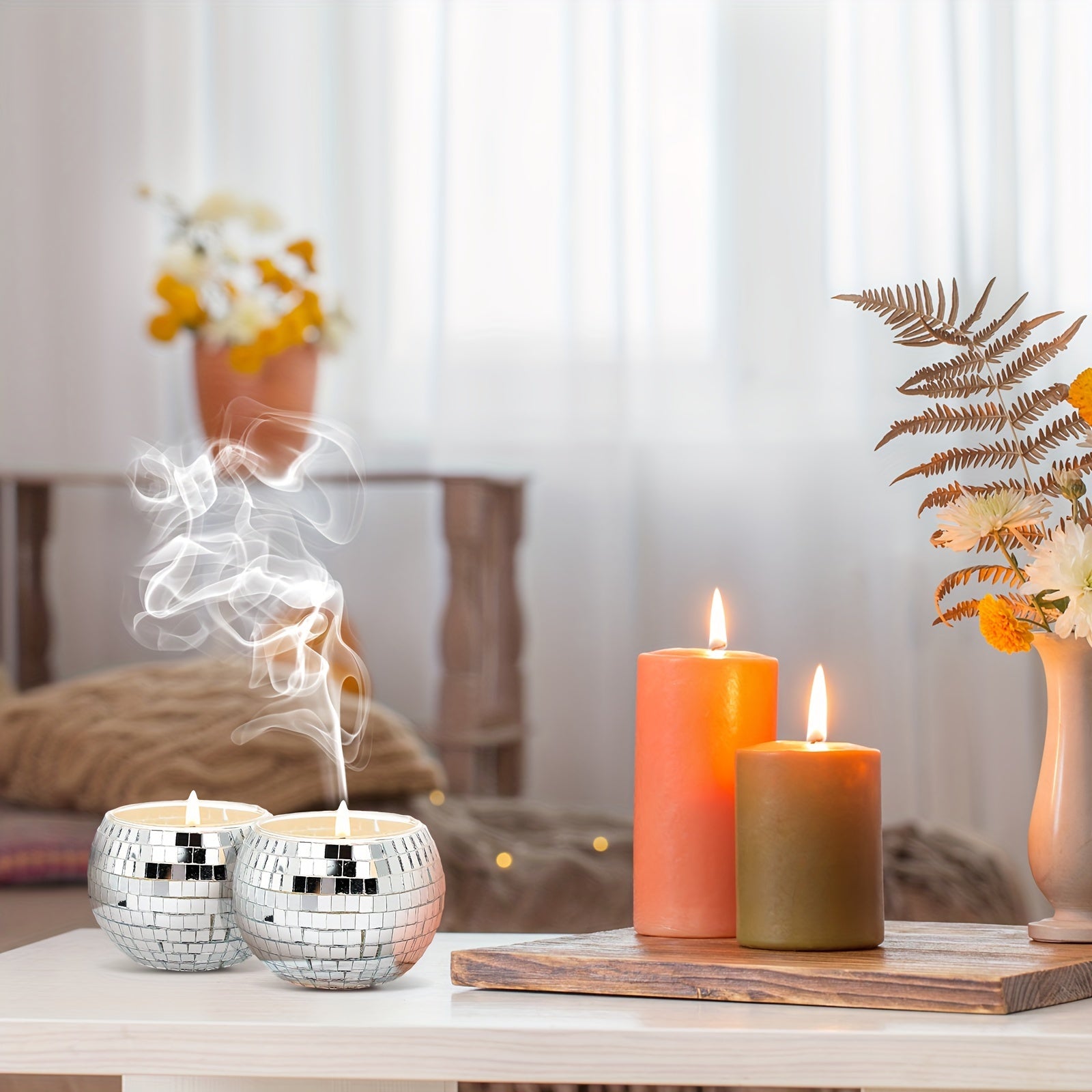 Scented Candle Gifts Bulk For Women Mirror Disco Ball Candle Storage Soy Candles With Essential Oils For Wedding 70s Disco Party Decoration Teacher Mom Home Birthday Gifts (10 Pcs)