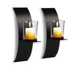 2pcs, Wall Sconce Candle Holder, 3D Curved Wall Candle Holder, Black Iron Candle Holder, Wall Hanging Candle Tray