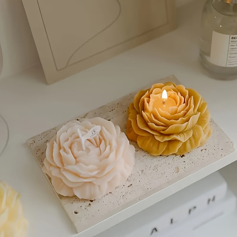 5pcs Handcrafted Peony Scented Soy Wax Candles, Single-Wick, Decorative Floral Candles, for Wedding, Party Decor, Mother'S Day, Valentine's, Thanksgiving, Christmas, New Year, Universal Gifts