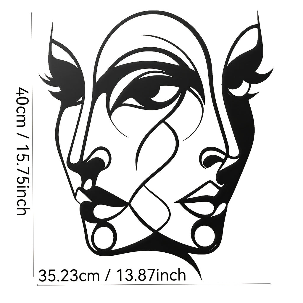 1pc Abstract Woman Face Metal Wall Art, Graceful Art Metal Wall Mural, Perfect for Living Room And Bedroom Decoration, Ideal Gift for Abstract Enthusiasts