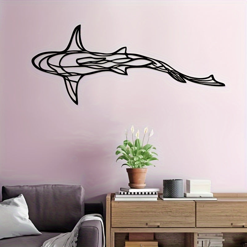 1pc Shark Wall Art Wall Decorations, Line Shark Pendant Minimalist Wall Art Metal Iron Art Hollow Wall Hanging Pendant Ornament