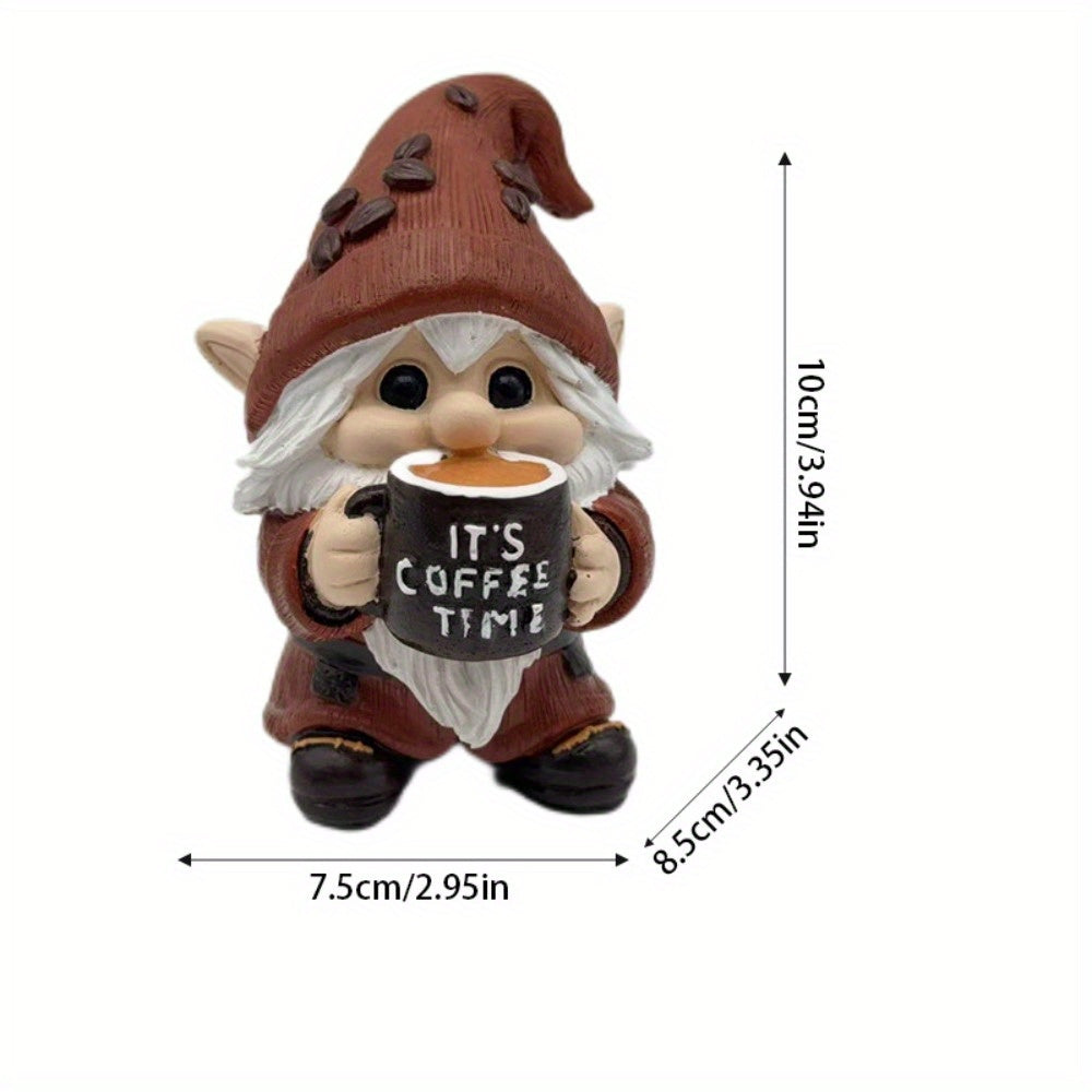 New Three-dimensional Coffee Time Gnome Resin Handicraft Ornaments Home Decorations Desktop Knick-knacks