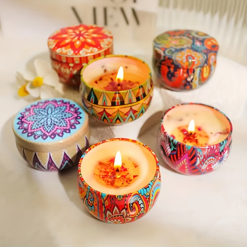 4pcs Fragrance Candles Jasmine, Sandalwood, Lavender & Rose Scents For Relax, Relaxation, Bathing, Yoga - Perfect Holiday Present, Random Color, Candle Box