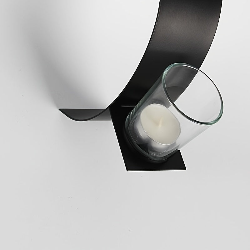 2pcs, Wall Sconce Candle Holder, 3D Curved Wall Candle Holder, Black Iron Candle Holder, Wall Hanging Candle Tray