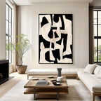 1pc Abstract Black and White Wooden Framed Canvas Wall Art - 0.89inch Thick Frame, Premium Canvas & Solid Wood