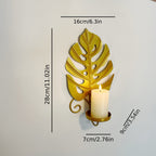 2pcs Golden Succulent Candle Holder, Retro Candle Holder, Plant Design, Wall Hanging, Suitable for Living Room, Patio, Bedroom, Stairs, Ideal for Christmas