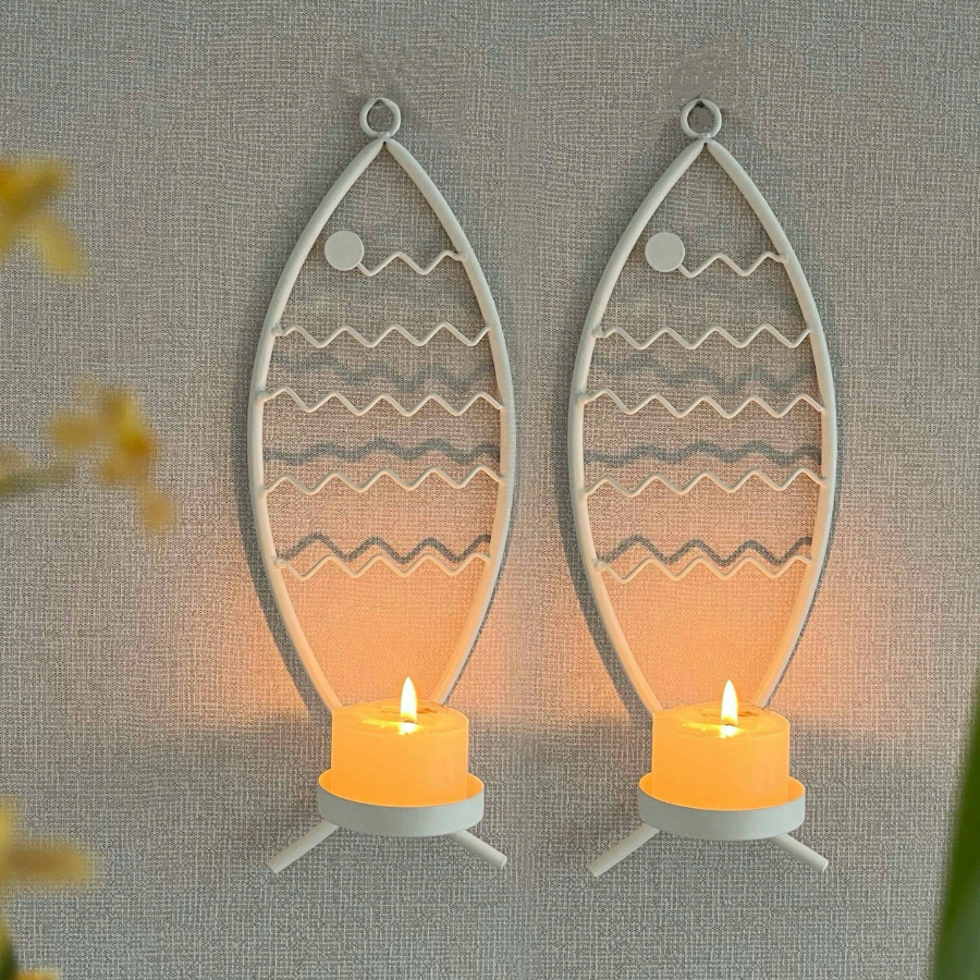 2pcs, Small Fish Animal Wall Hanging Vintage Distressed Candle Holder, Wax Stand, Wall Decor, Home Decor Ironwork Living Room Entrance Decoration Household Decorative Candlestick and Accessories Cute Wall-Mounted Candle Holder
