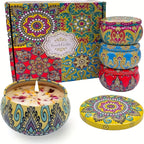4pcs Fragrance Candles Jasmine, Sandalwood, Lavender & Rose Scents For Relax, Relaxation, Bathing, Yoga - Perfect Holiday Present, Random Color, Candle Box