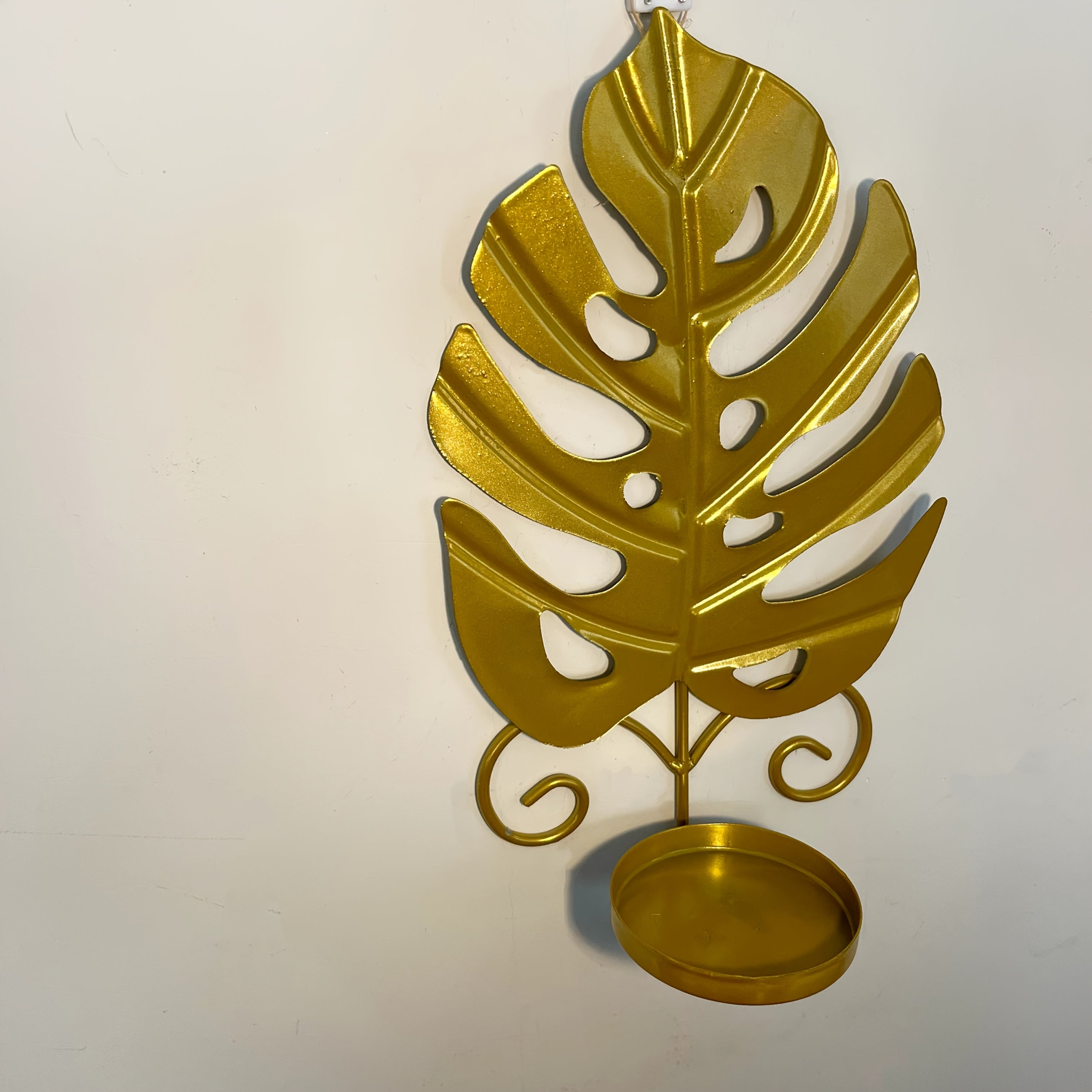 2pcs Golden Succulent Candle Holder, Retro Candle Holder, Plant Design, Wall Hanging, Suitable for Living Room, Patio, Bedroom, Stairs, Ideal for Christmas