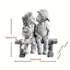 Charming Resin Statue of a Boy and Girl on Bench - Ideal Valentine's Day Gift, Romantic Garden & Home Decor Ornament, Versatile Indoor/Outdoor Use, No Power Needed